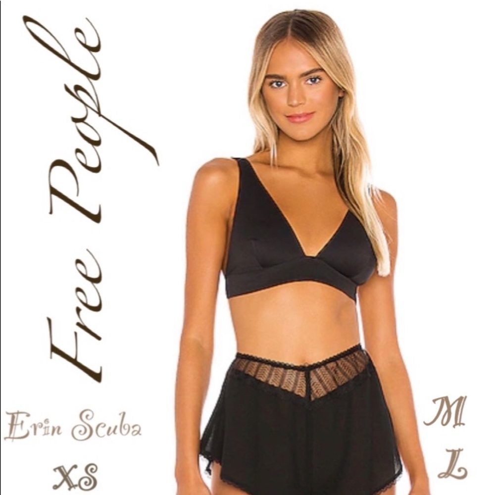 NWT FREE PEOPLE Erin Scuba black bras/ bralette no lowballs